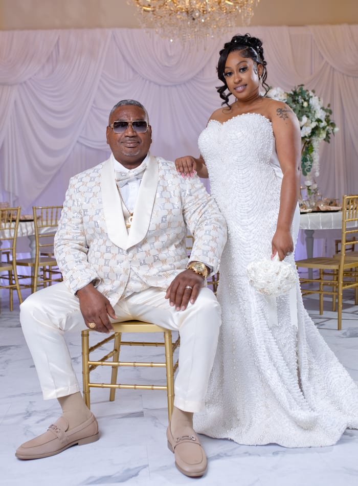 Wedding couple portrait at golden hour